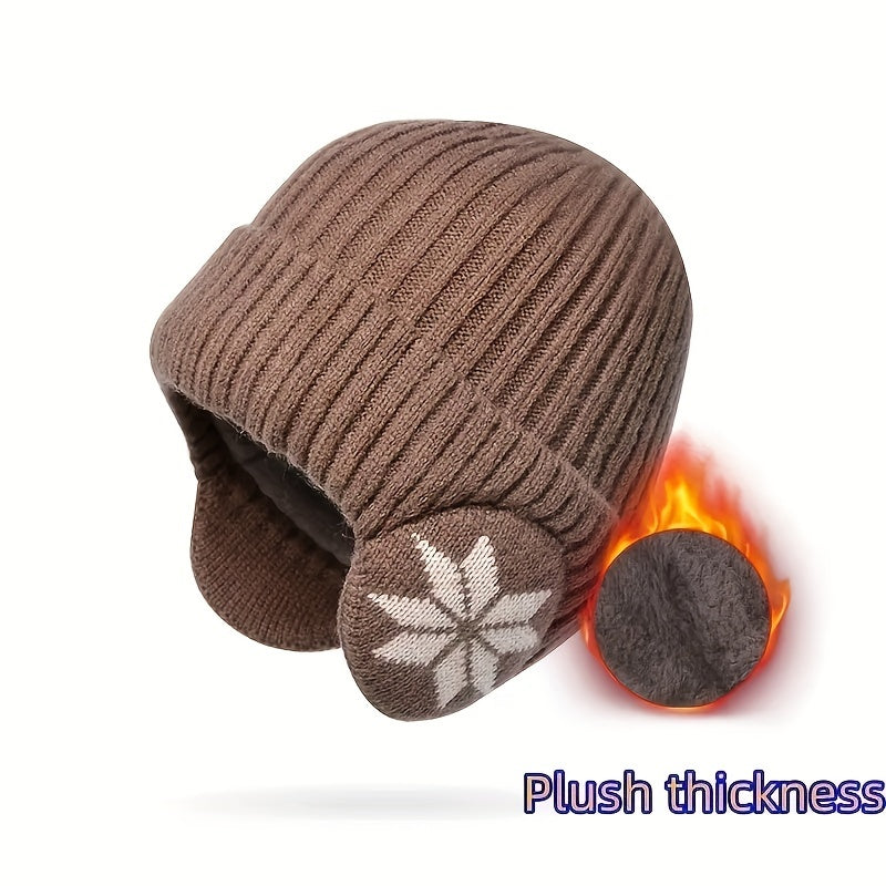 Windproof Knit Beanie Hat With Plus Velvet Thickened Style