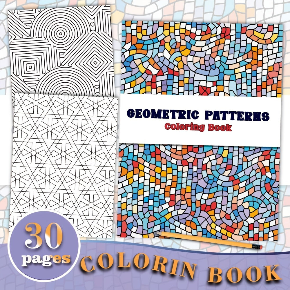 Geometric Patterns Coloring Book for Adults - Mindful Art Relax Gift