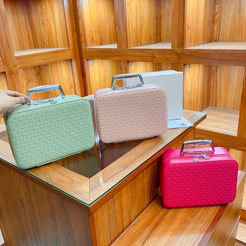 Plaid Embossed Cosmetic Bag Multifunction Organizer Storage Bag