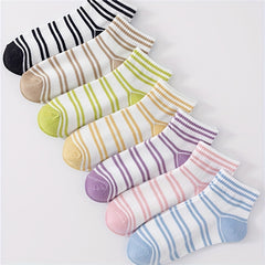 7 Pairs Striped Crew Socks Comfy & Breathable All match Socks Women's Stockings