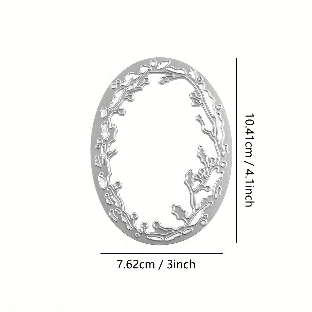 Holly Oval Frame Cutting Dies DIY Scrapbooking Card Making Metal Die Cuts