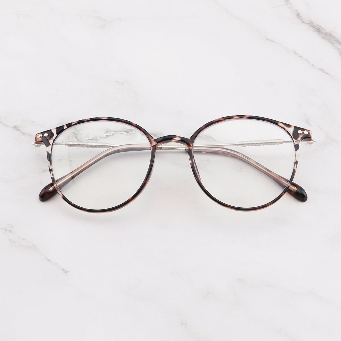 Leopard Print Round Frame Anti Light Glasses