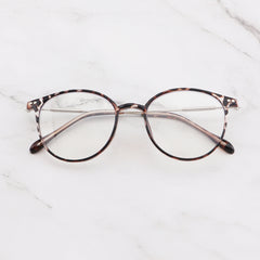 Leopard Print Round Frame Anti Light Glasses