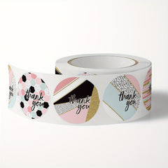 50pcs Round Thank You Stickers - 8 Styles - 2.0x0.98in - Packaging Dec