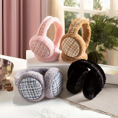 Ultra Soft Plush Foldable Earmuffs - Pastel Pink Beige Brown - Unisex