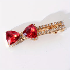 Bowknot Crystal Hair Clip Non slip Duck Billed Clip Female Side Clip