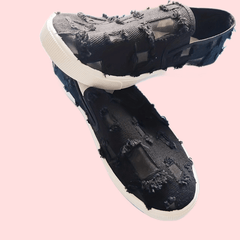 Women's Plaid Slip-On Mesh Canvas Shoes Casual & Breathable Flat Comfy Shoes