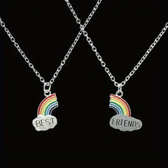 Friends Cloud Necklace Pendant Rainbow Splicing Couple Good Girlfriends