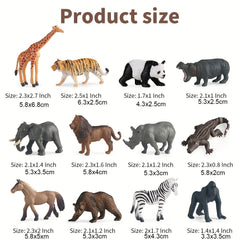 12 Plastic Small Forest Jungle Zoo Animals Kids Party Favors