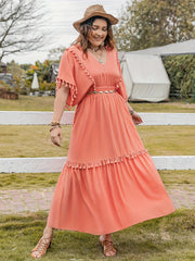  Solid Short Sleeve Maxi Dress