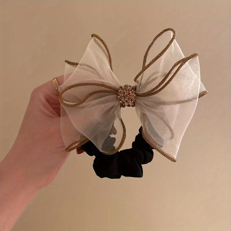 Organza Rhinestone Hair Ring Elastic Head Rope Hair Accessories