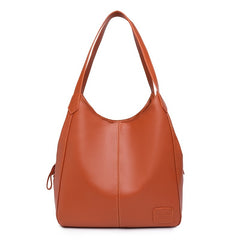 Stylish Faux Leather Tote Shoulder Bag with Zipper