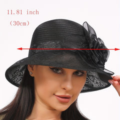 Flower Derby Hat Mesh Breathable Bucket Hat Women Church Hats