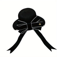 Cute Bowknot Sun Hat UV Protection Beach Straw Hat for Women