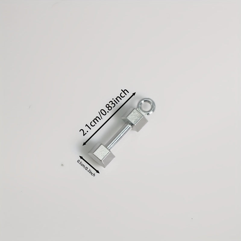 10pcs Silver Fitness Dumbbell Charms for DIY Jewelry Making