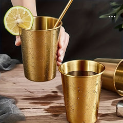 4pcs Golden Stainless Steel Insulated Mugs 16.9oz Camping Hiking Backpacking Pic
