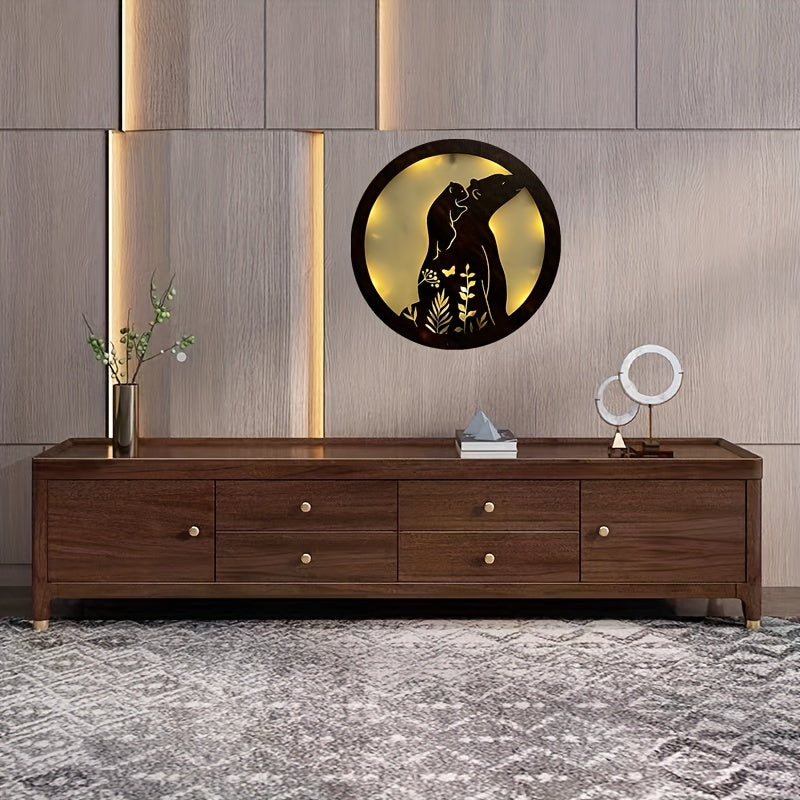 Children's Room LED Wall Clock Creative Light Retro Wooden Sign Decoration