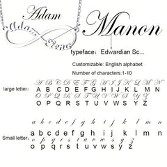 Custom Infinite Love Necklace with 2 Names & Sign, 5 Fonts