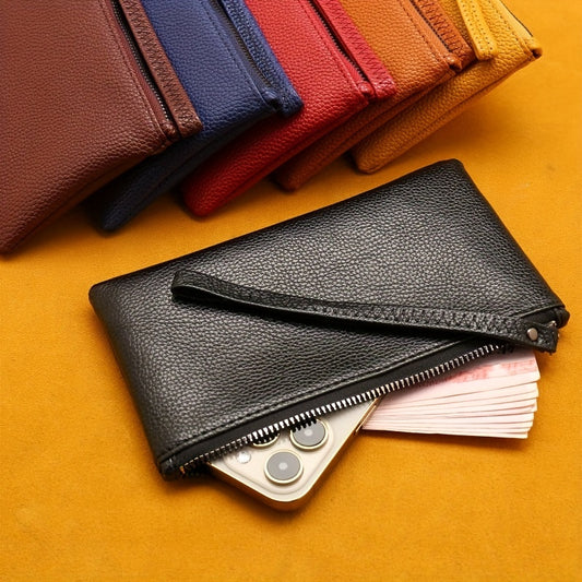 Men's Long Zipper Wallet PU Leather Clutch Bag Mobile Phone Bag