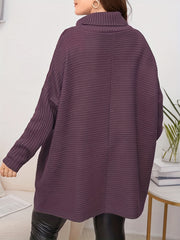  Ribbed Turtle Neck Pullover Sweater