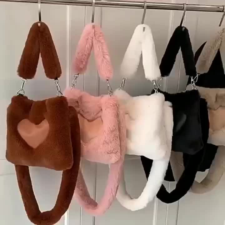 Heart Plush Shoulder Bag Fuzzy Handbag