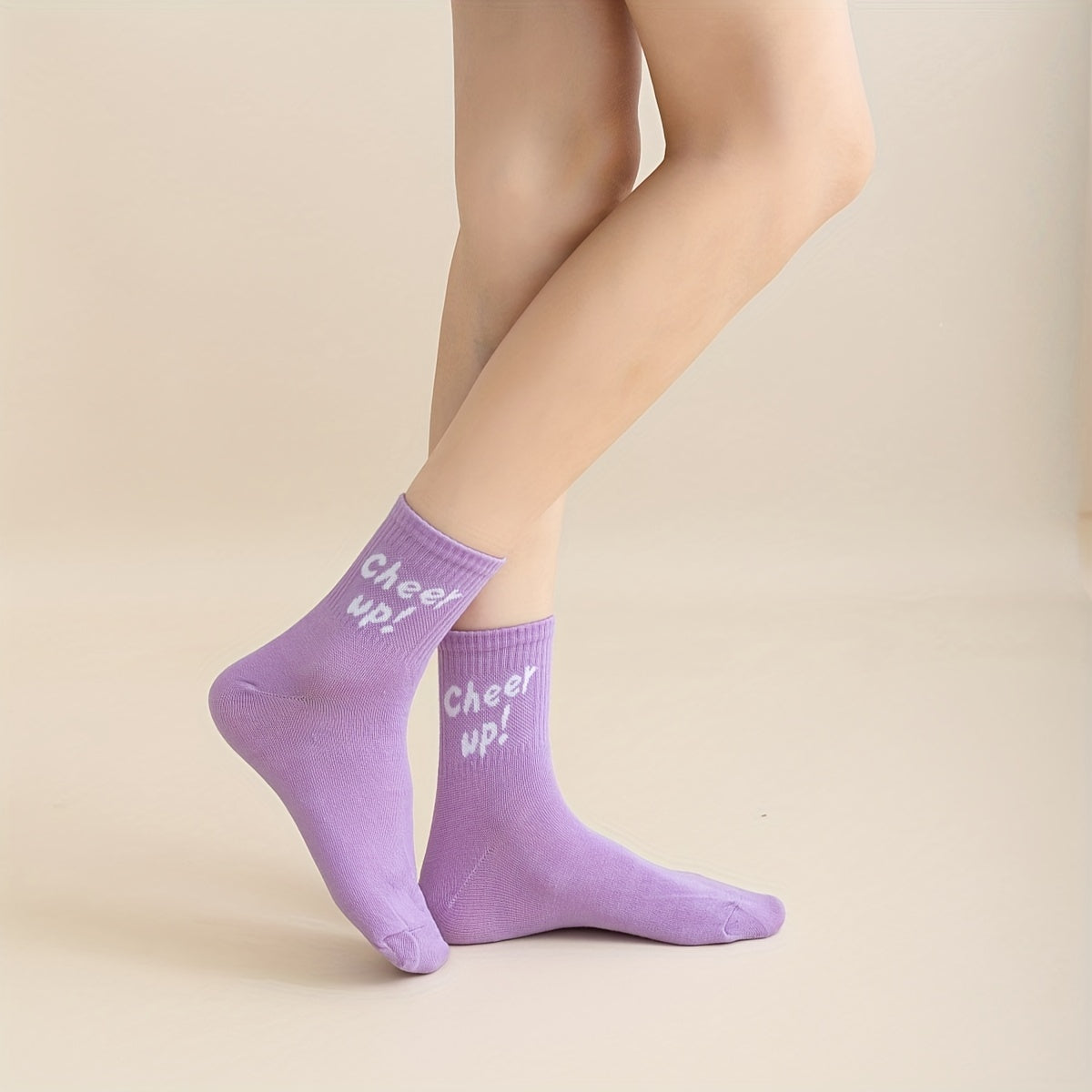 5 Pairs Letter Print Socks Women's Stockings