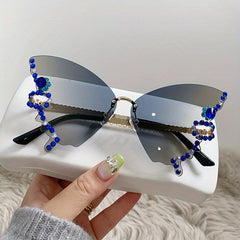 Rhinestone Decorative Butterfly Sunglasses for Women