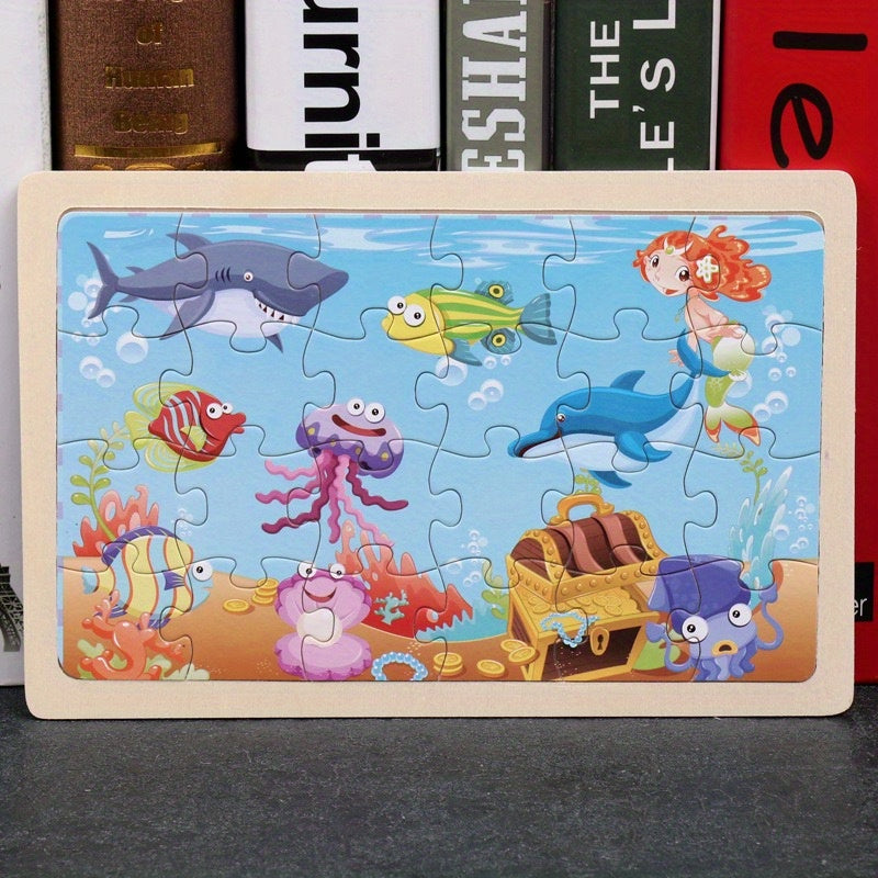 Wooden Animal Puzzle Set for Kids, 24 Pieces