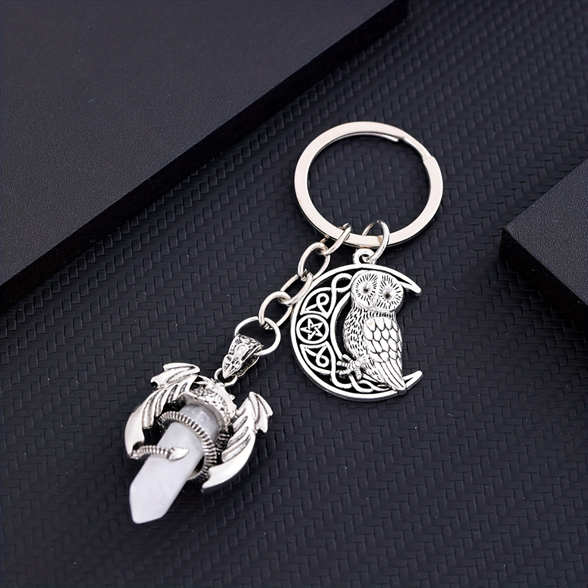 Crystal Bullet Shape Healing Glass Chakra Beads Pendant Keychain