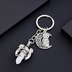 Crystal Bullet Shape Healing Glass Chakra Beads Pendant Keychain