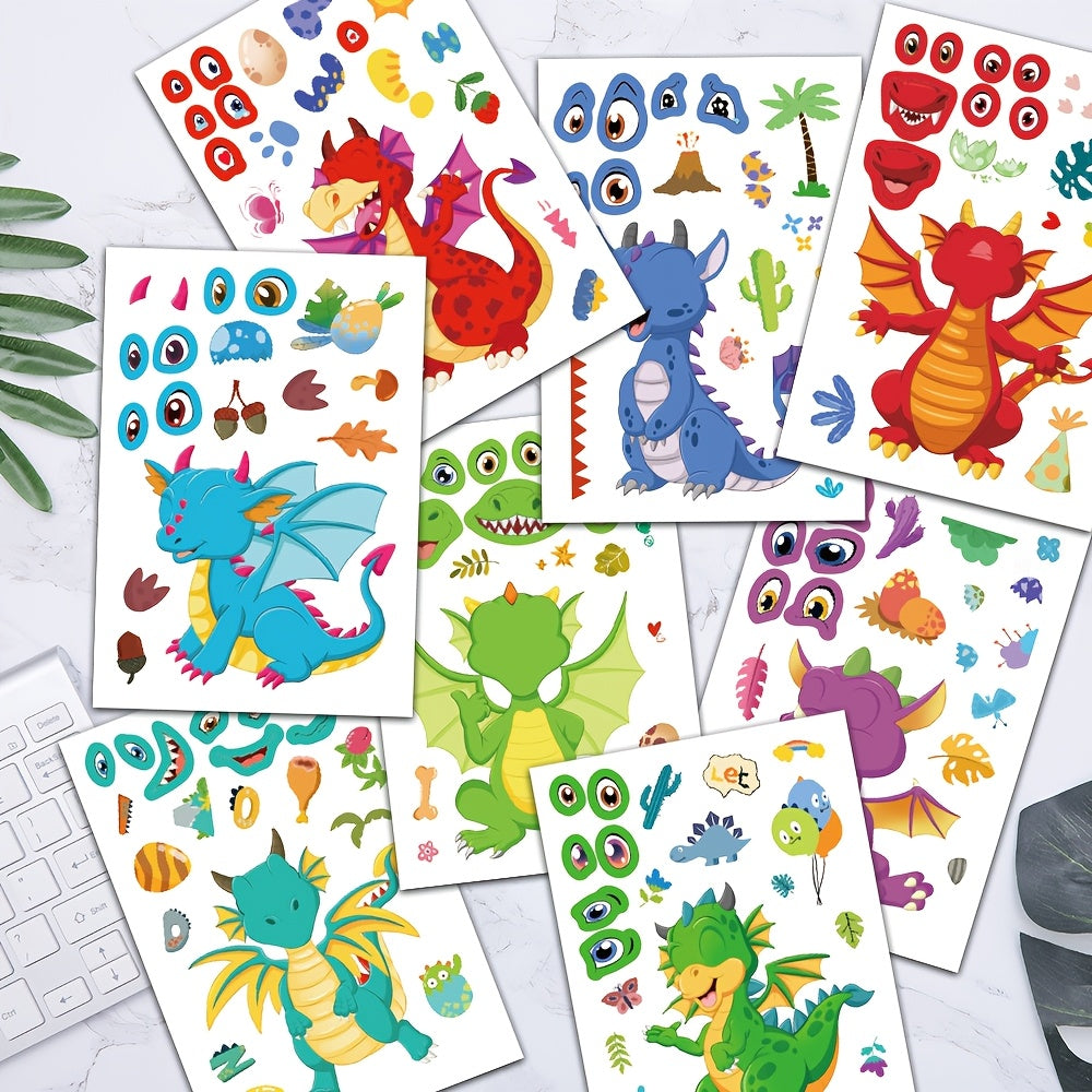Dragon Face Changing DIY Stickers Set of 8