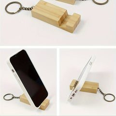 Bamboo Keychain Mobile Phone Holder Backpack Pendant