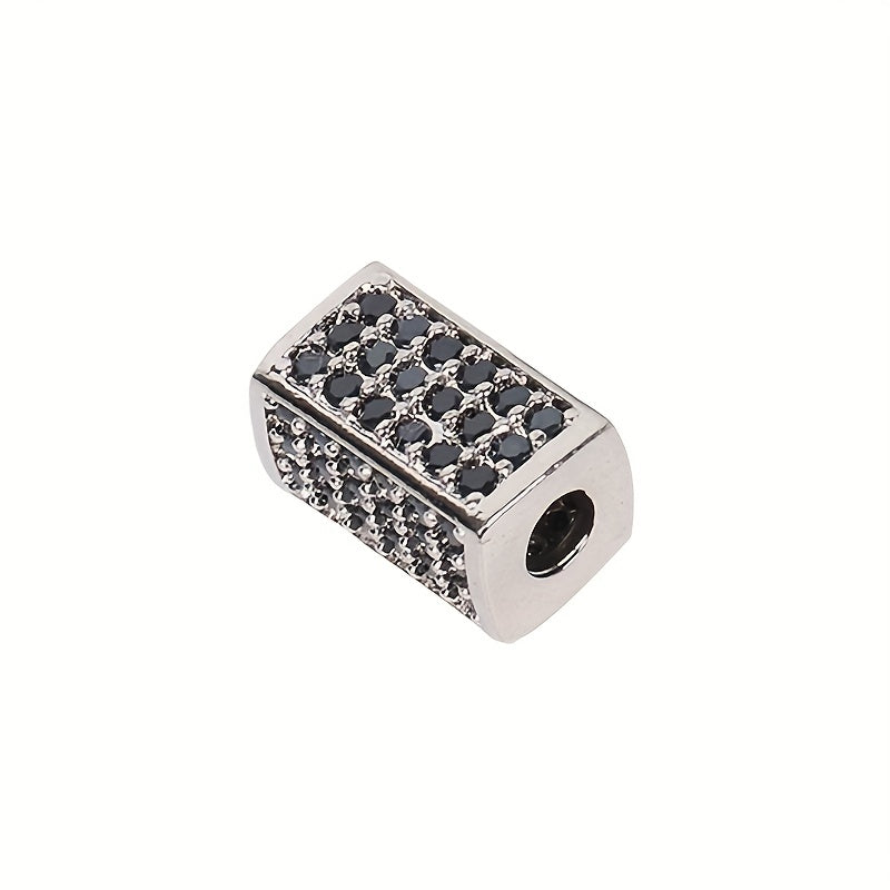 Brass CZ Tube Bead Bracelet Pendant Micro Inlaid Gasket DIY Jewelry