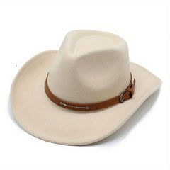 Casual Sunshade Straw Hat with Belt & Metal Buckle for Travel Seaside