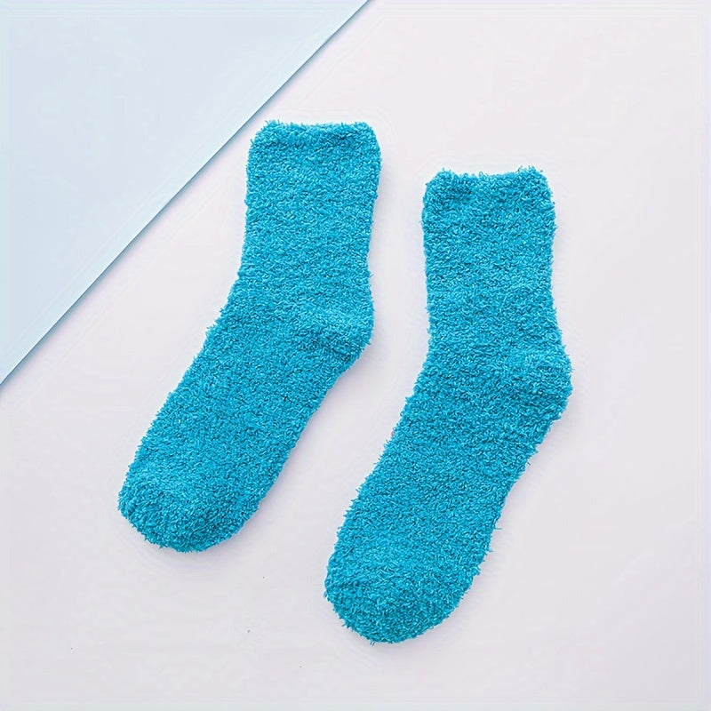 5 Pairs Fuzzy Socks Warm & Comfy Women's Mid Tube Stockings