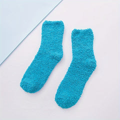 5 Pairs Fuzzy Socks Warm & Comfy Women's Mid Tube Stockings