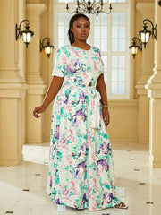  Tie Dye Crop Top & Maxi Skirt Two Piece Set