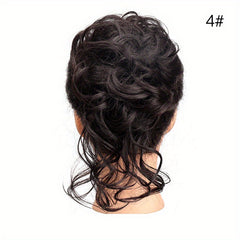 Curly Synthetic Messy Chignon Brown Donut Hair Bun