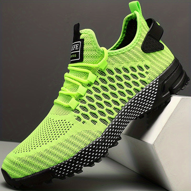 Men's Geometric Print Mesh Sneakers Outdoor Running Shoes