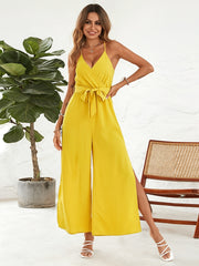 V Neck Wide Leg Jumpsuit for Women