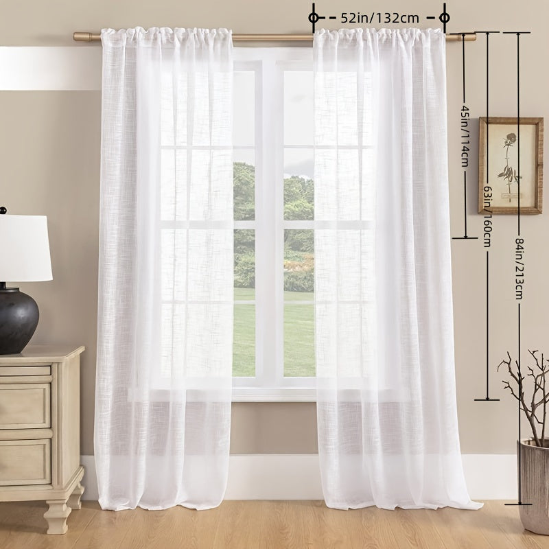 1panel Sheer Curtain Semi Privacy Faux Linen Curtains