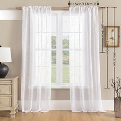 1panel Sheer Curtain Semi Privacy Faux Linen Curtains
