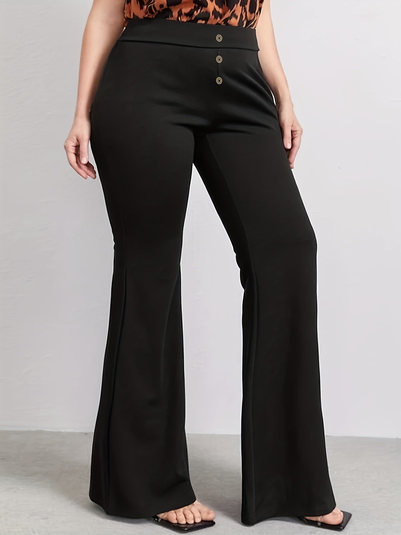  High Rise Flared Leg Trousers