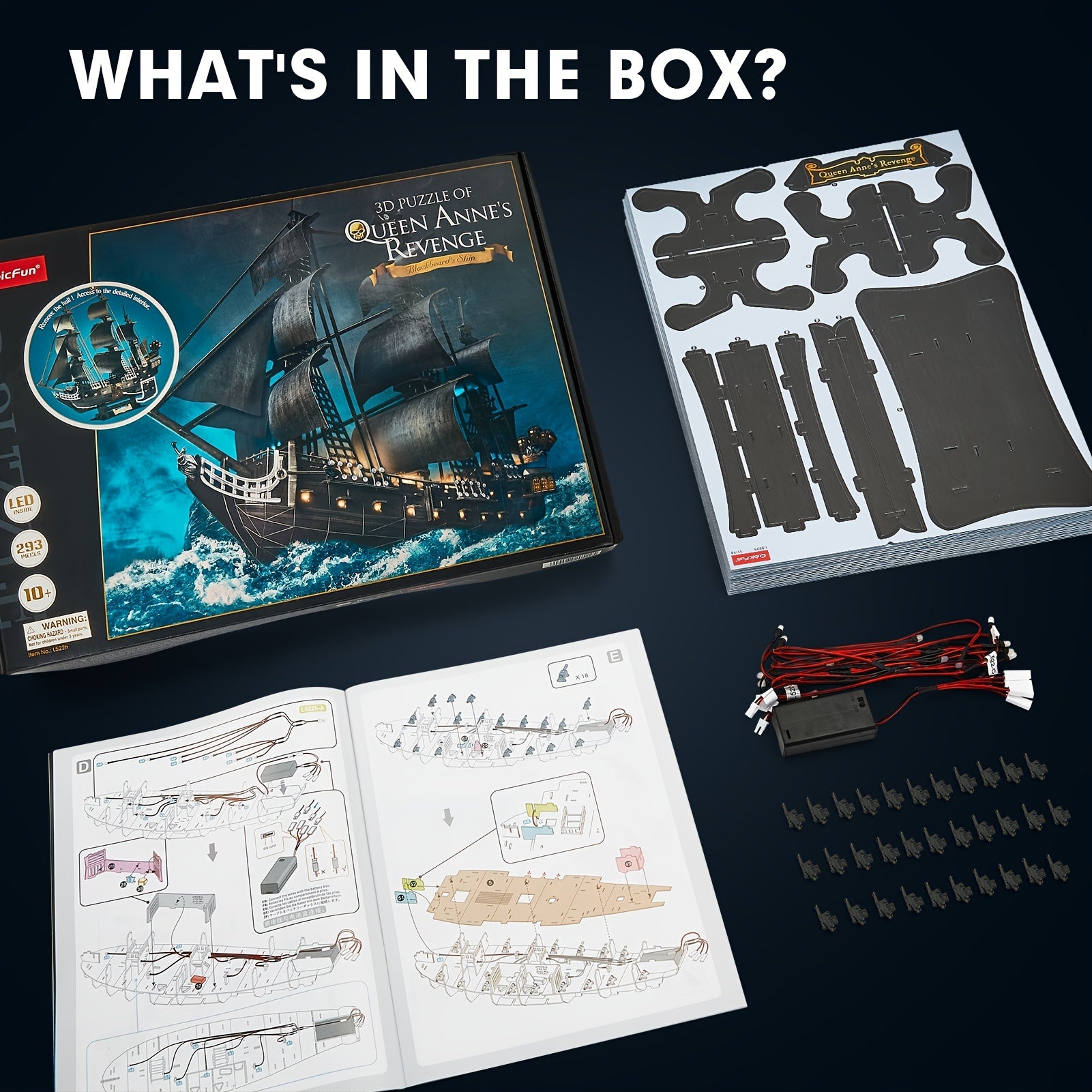3D Puzzle Pirate Model with LED Lights