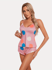 Polka Dot Pajama Set Cami Top & Shorts Women's Sleepwear