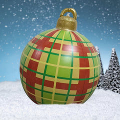 Christmas Outdoor Inflatable Ball 23.6 Inch Green Yellow Red Striped Tree Decor