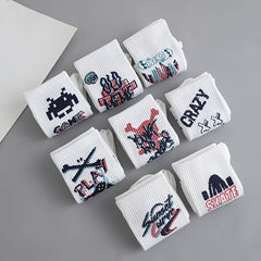 8 Pairs Funny Letter Graffiti Socks Women's Mid Tube Stockings