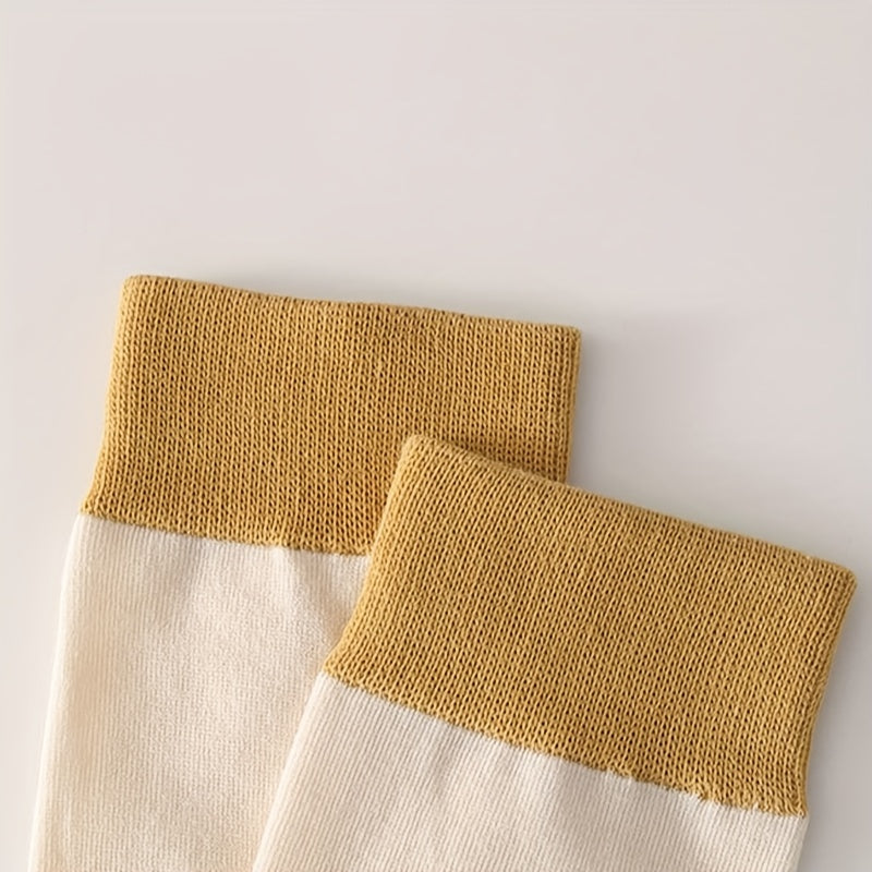 5 Pairs Moon Print Socks Colorblock Crew Socks Women's Stockings