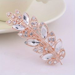 Glitter Crystal Flower Leaf Hair Clip for Women Girls