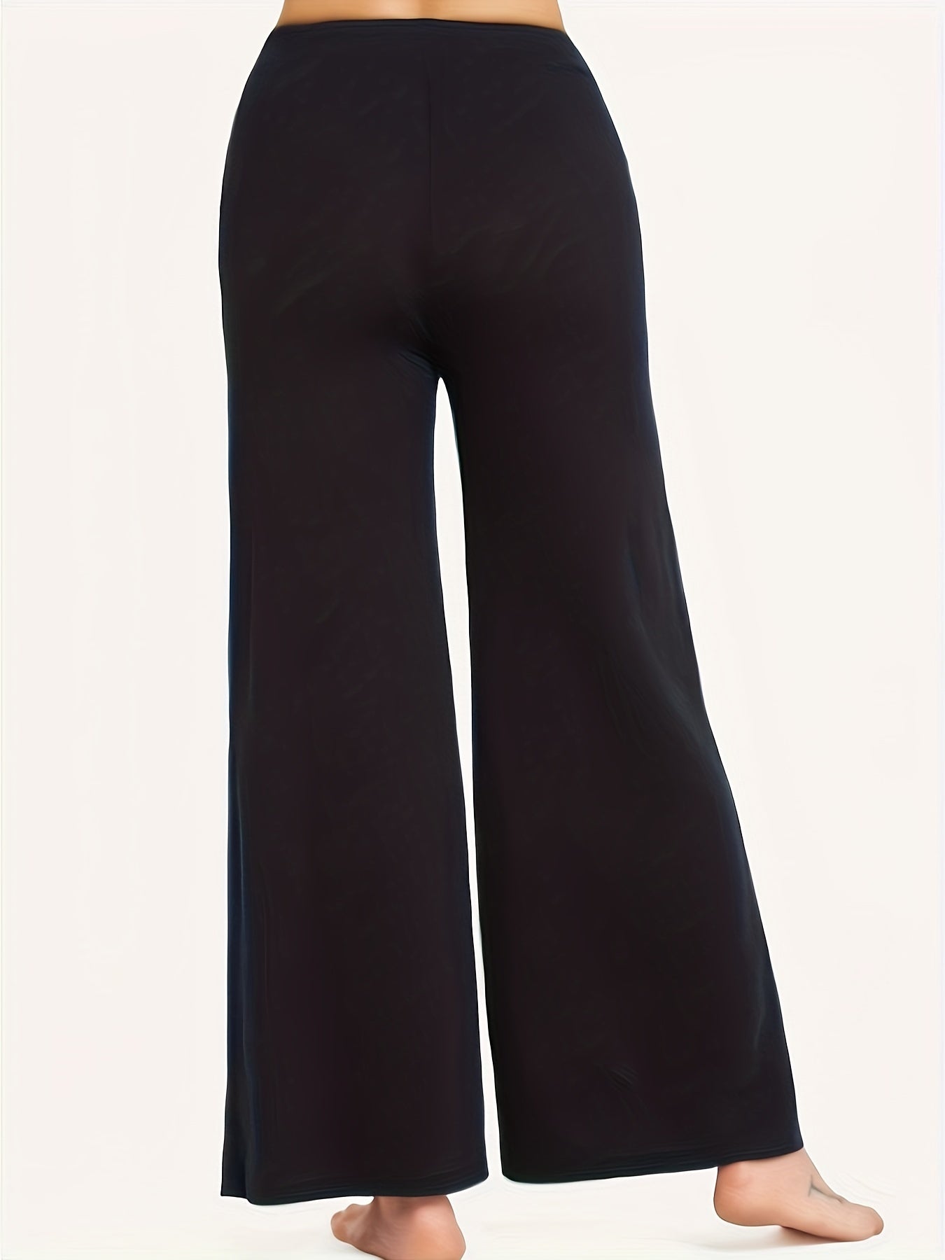  High Rise Flared Leg Trousers with Button Decor